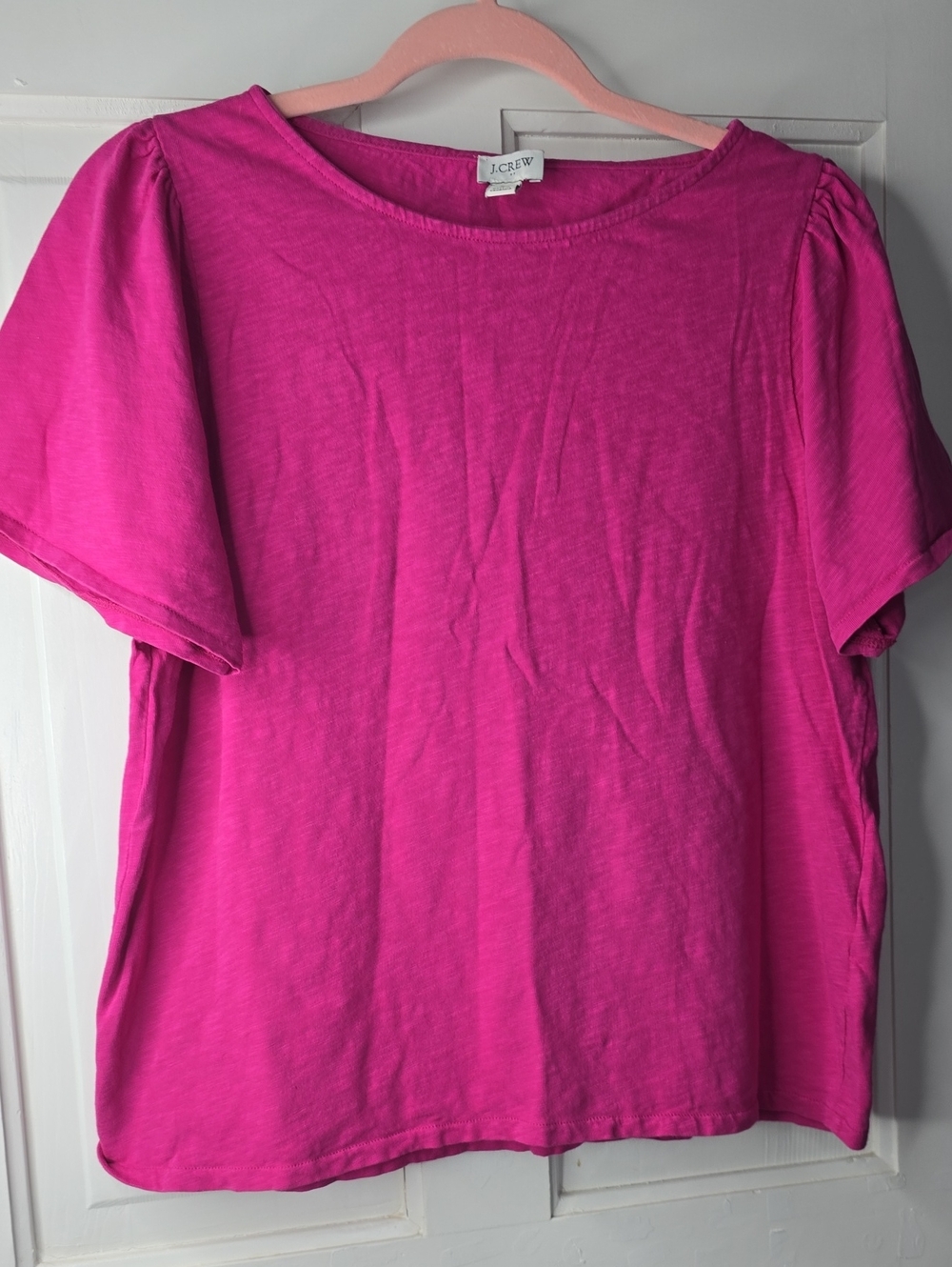 J. Crew Short Sleeve Crewneck Tee in Vibrant Fuchsia